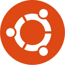 Logotipo do Ubuntu em fundo laranja