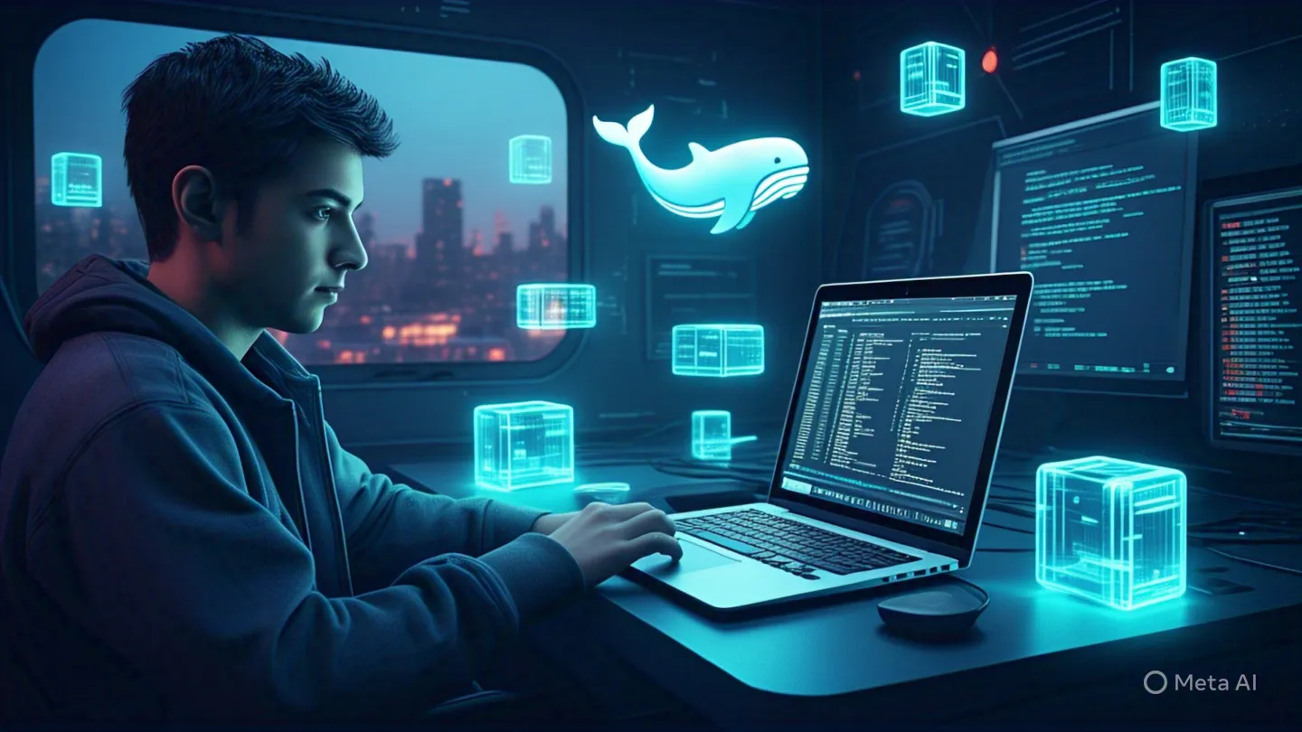 Programmer working with Docker technology.