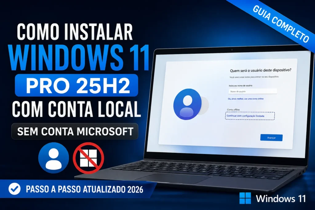 Como instalar Windows 11 Pro 25H2 com conta local